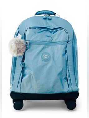 Kipling New Zea 15" Laptop Rolling Backpack Metallic Aqua Tides